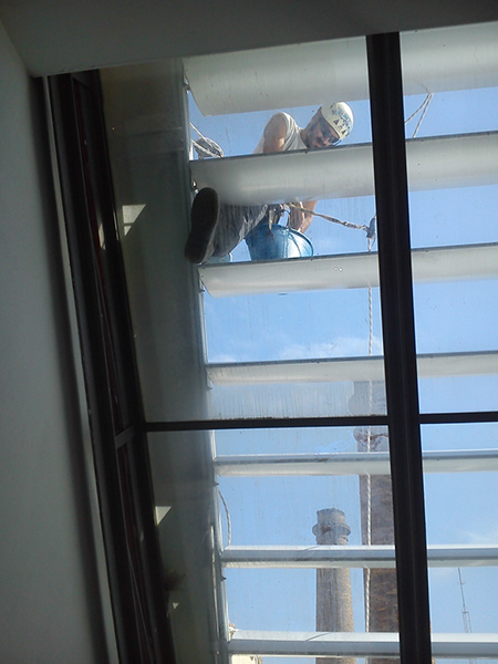 limpieza fachada en altura